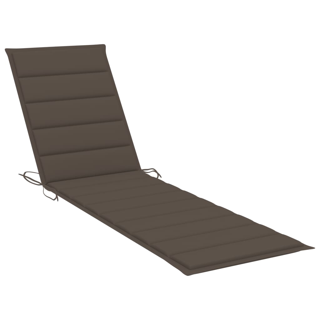 Sun lounger with cushion in solid taupe teak