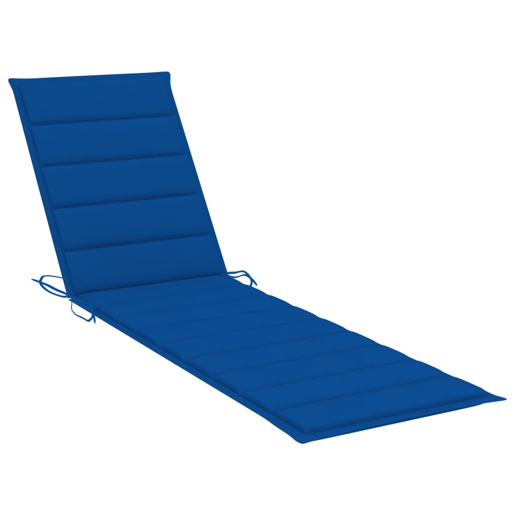 Sun lounger with table and cushion in solid teak