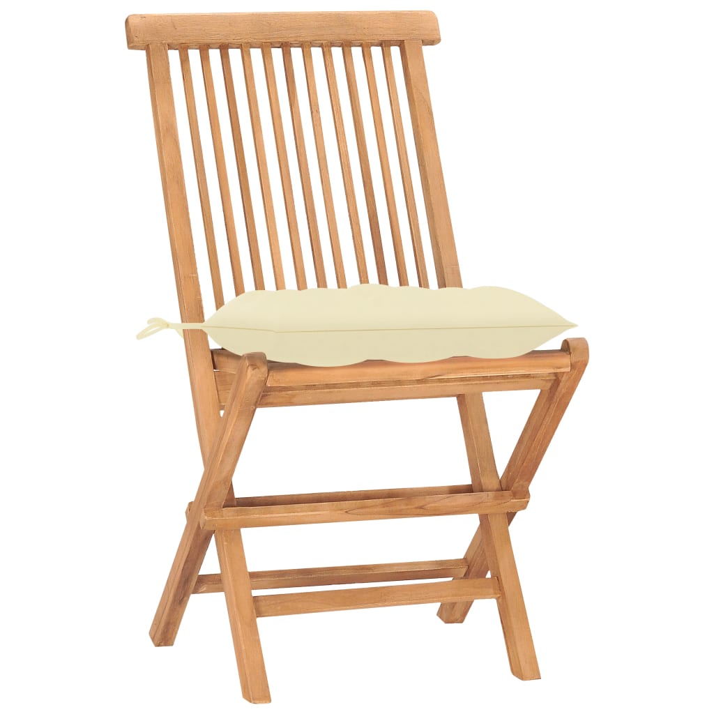 Set da Pranzo Giardino Pieghevole 3 pz Cuscino Massello di Teak - homemem39