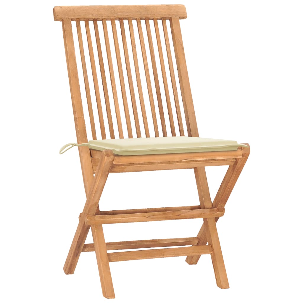 Set da Pranzo Giardino Pieghevole 3 pz Cuscino Massello di Teak