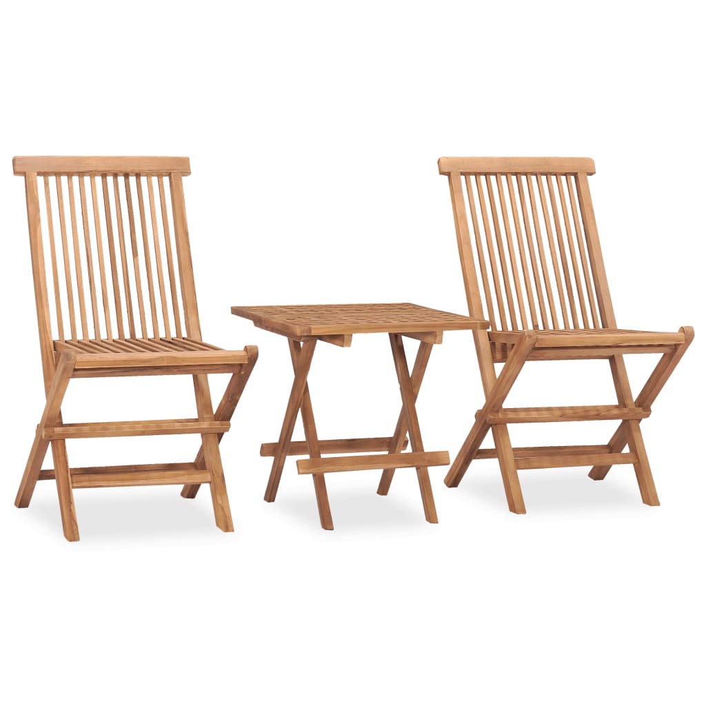 Set da Pranzo Giardino Pieghevole 3 pz Cuscino Massello di Teak - homemem39