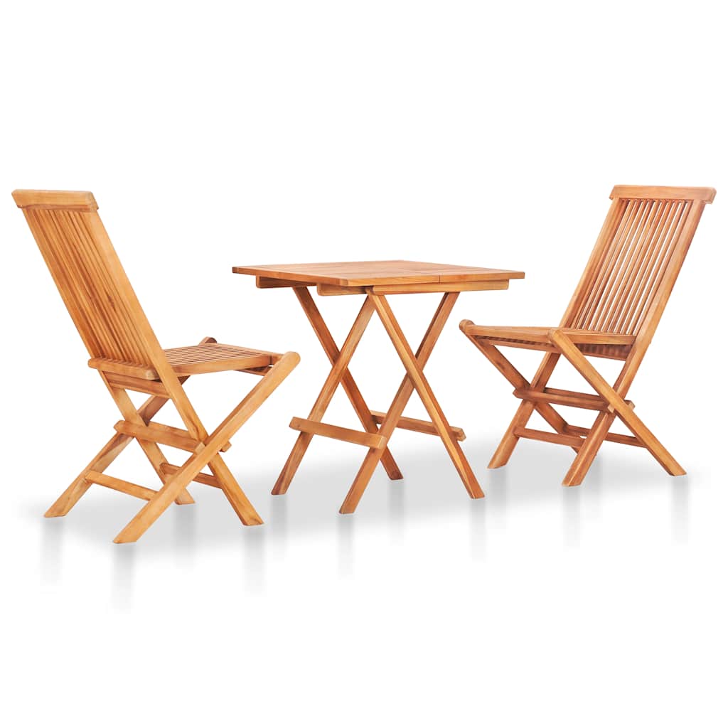 Set da Bistrot 3 pz con Cuscini Grigi in Legno Massello di Teak - homemem39