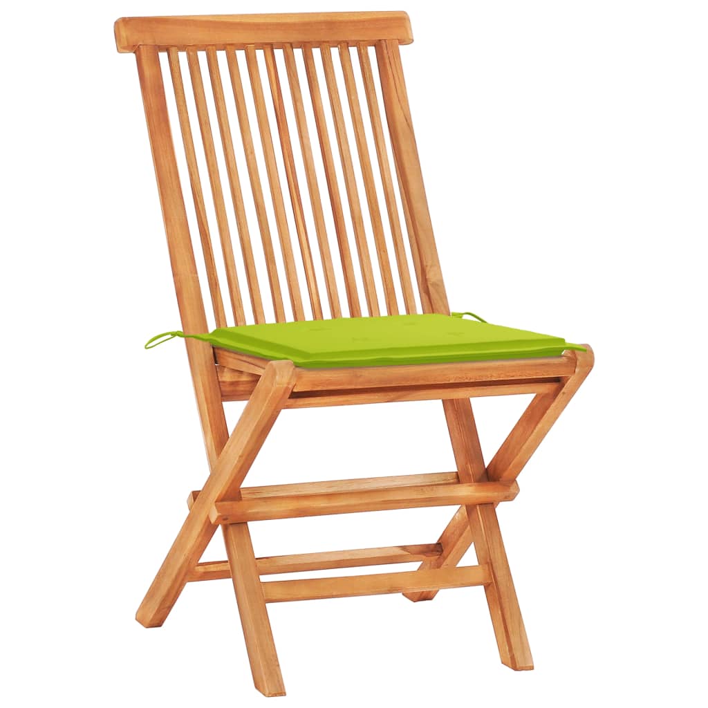 Set da Bistrot 3 pz con Cuscini Verde Brillante Legno di Teak - homemem39