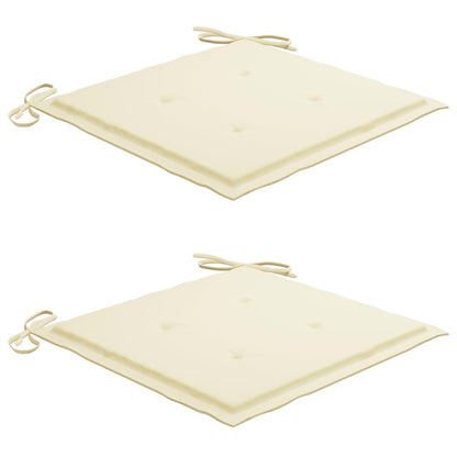Sedie da Giardino 2 pz con Cuscini Crema Massello di Teak