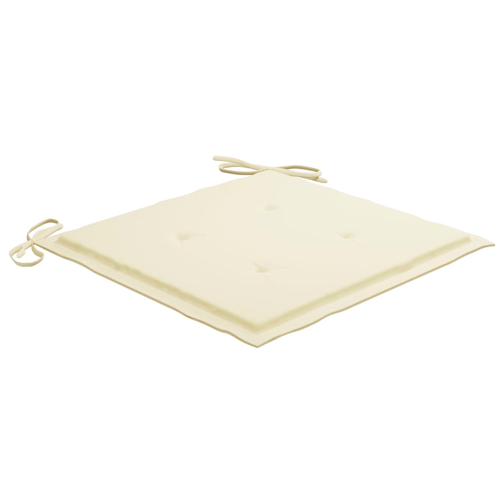 Sedie da Giardino 2 pz con Cuscini Crema Massello di Teak