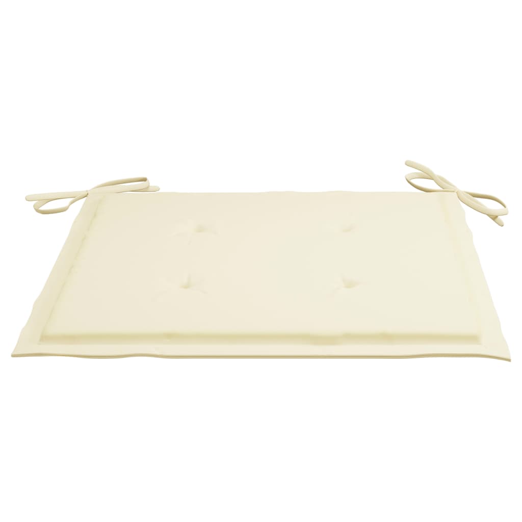 Sedie da Giardino 2 pz con Cuscini Crema Massello di Teak