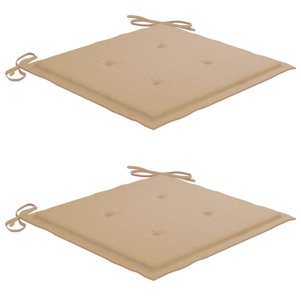 Sedie da Giardino 2 pz con Cuscini Beige Massello di Teak - homemem39