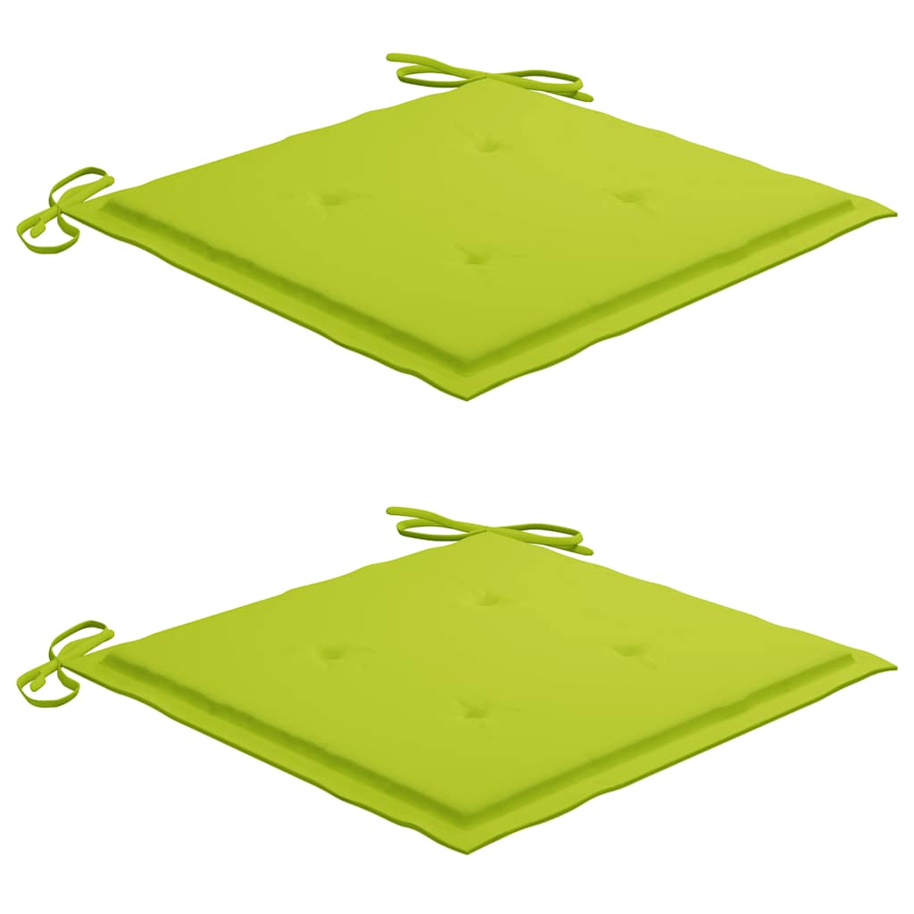 Sedie da Giardino 2 pz Cuscini Verde Brillante in Legno di Teak - homemem39