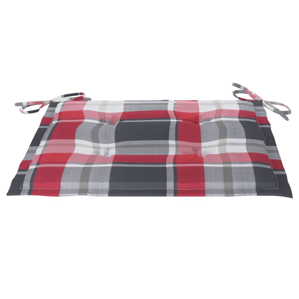 Sedie Giardino 2 pz con Cuscino Rosso a Quadri Massello di Teak - homemem39