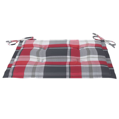 Sedie Giardino 2 pz con Cuscino Rosso a Quadri Massello di Teak - homemem39