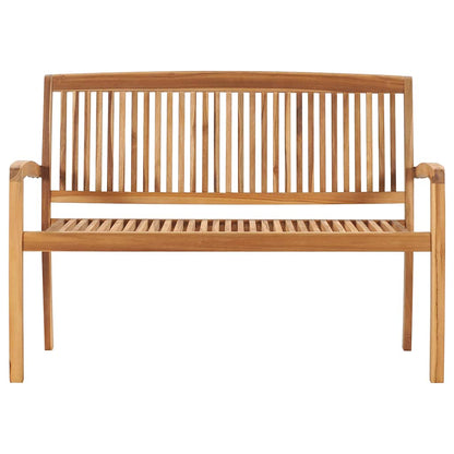 Panchina da Giardino Impilabile e Cuscino 128,5cm Teak Massello | homemem39