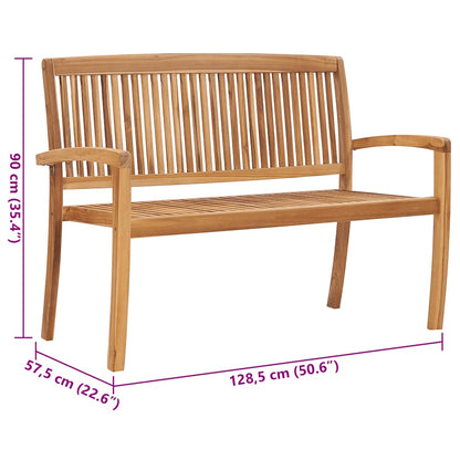 Panchina da Giardino Impilabile e Cuscino 128,5cm Teak Massello | homemem39