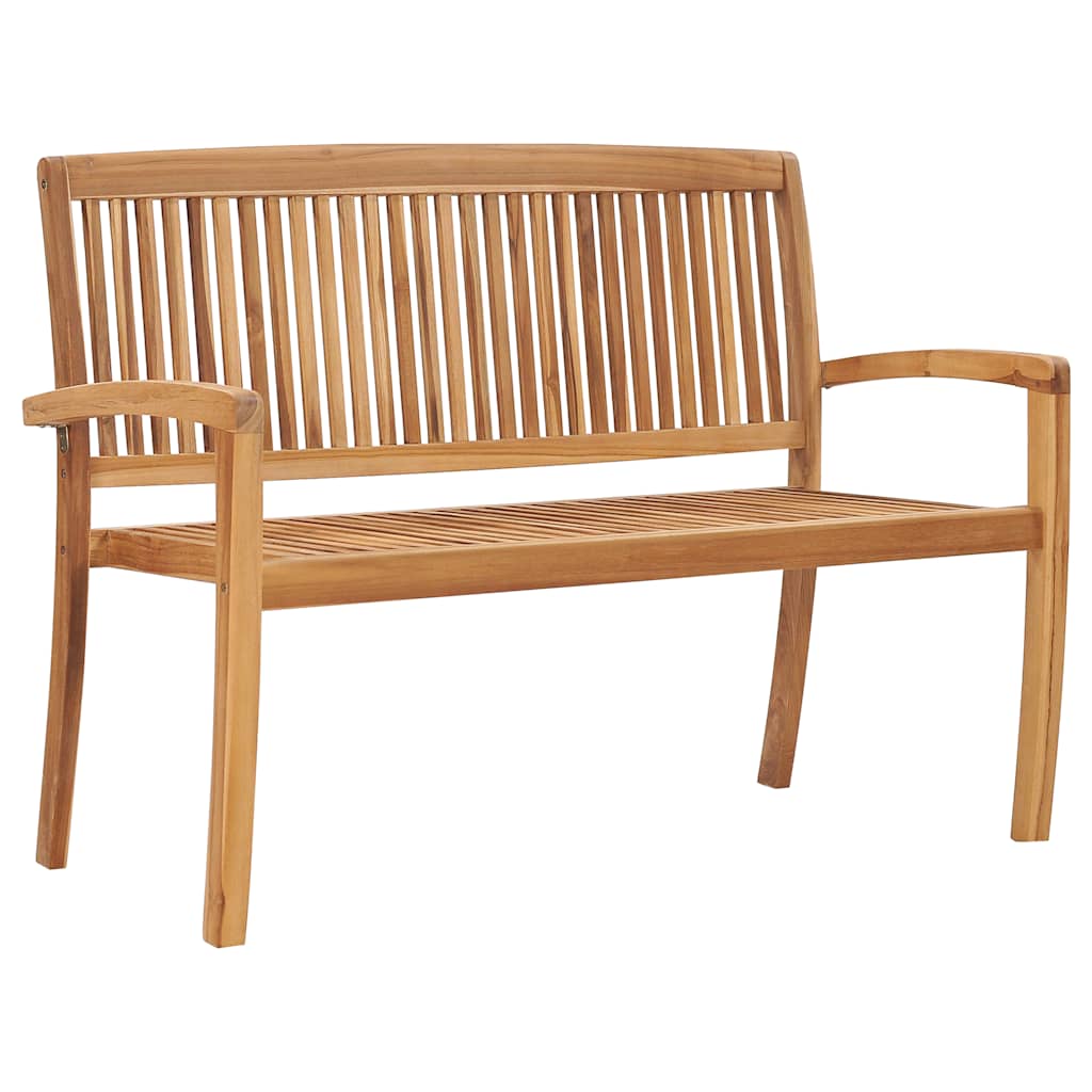 Panchina da Giardino Impilabile e Cuscino 128,5cm Teak Massello | homemem39