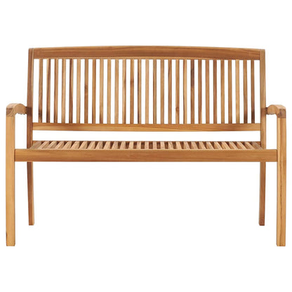 Panchina da Giardino Impilabile e Cuscino 128,5cm Teak Massello | homemem39