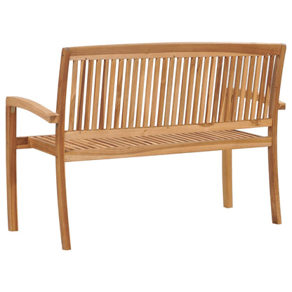 Panchina da Giardino Impilabile e Cuscino 128,5cm Teak Massello