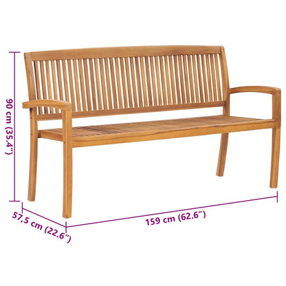 Panchina da Giardino Impilabile con Cuscino 159cm Teak Massello