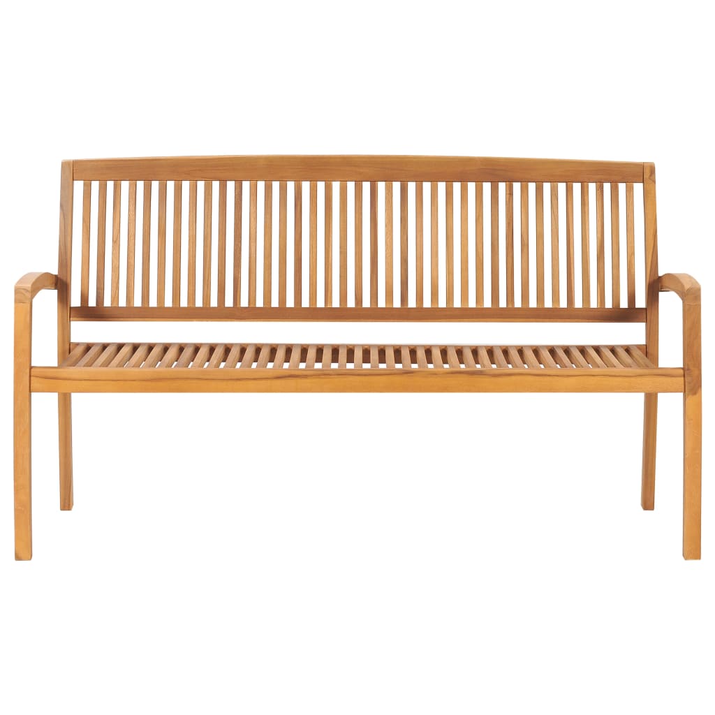 Panchina da Giardino Impilabile e Cuscino 159cm Teak Massello | homemem39