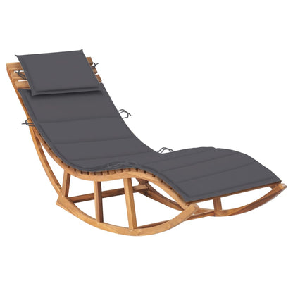 Rocking Sun Lounger with Solid Teak Cushion