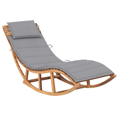 Rocking Sun Lounger with Solid Teak Cushion