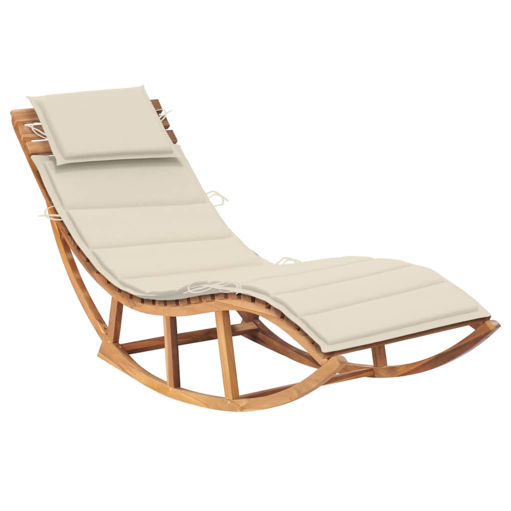 Rocking Sun Lounger with Solid Teak Cushion