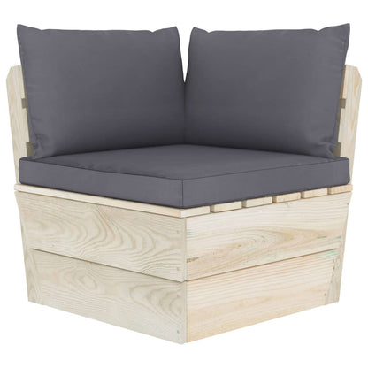 Divano Angolare da Giardino su Pallet e Cuscini Legno di Abete | homemem39