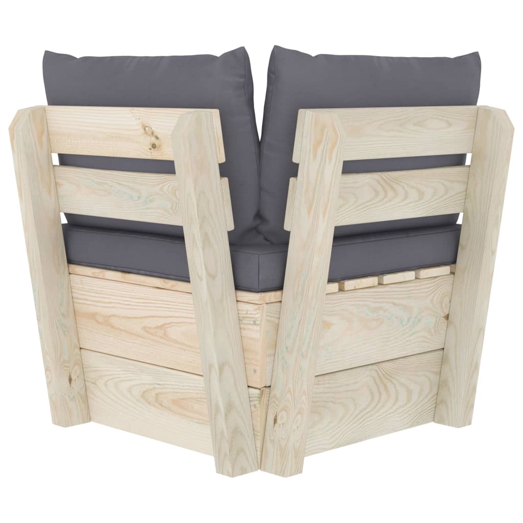 Divano Angolare da Giardino su Pallet e Cuscini Legno di Abete | homemem39