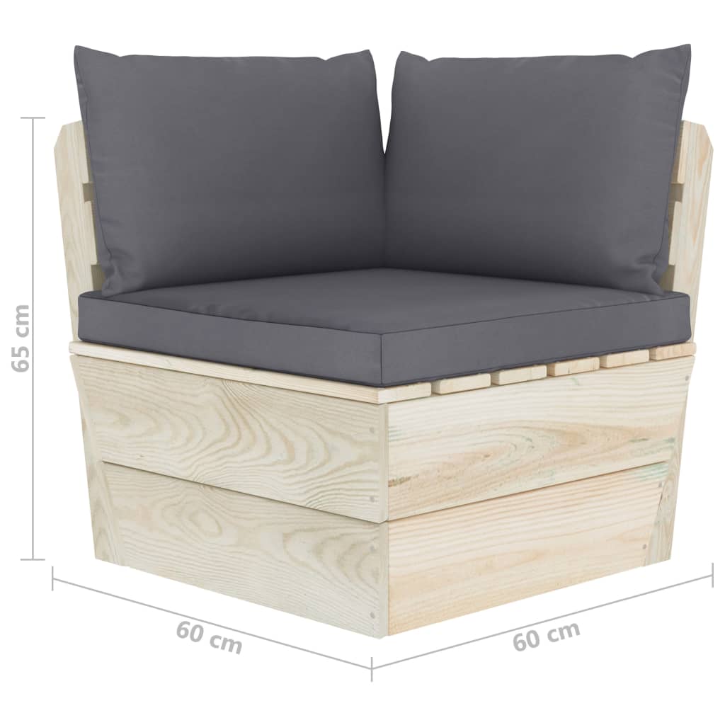 Divano Angolare da Giardino su Pallet e Cuscini Legno di Abete | homemem39