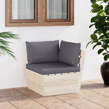Divano Angolare da Giardino su Pallet e Cuscini Legno di Abete | homemem39
