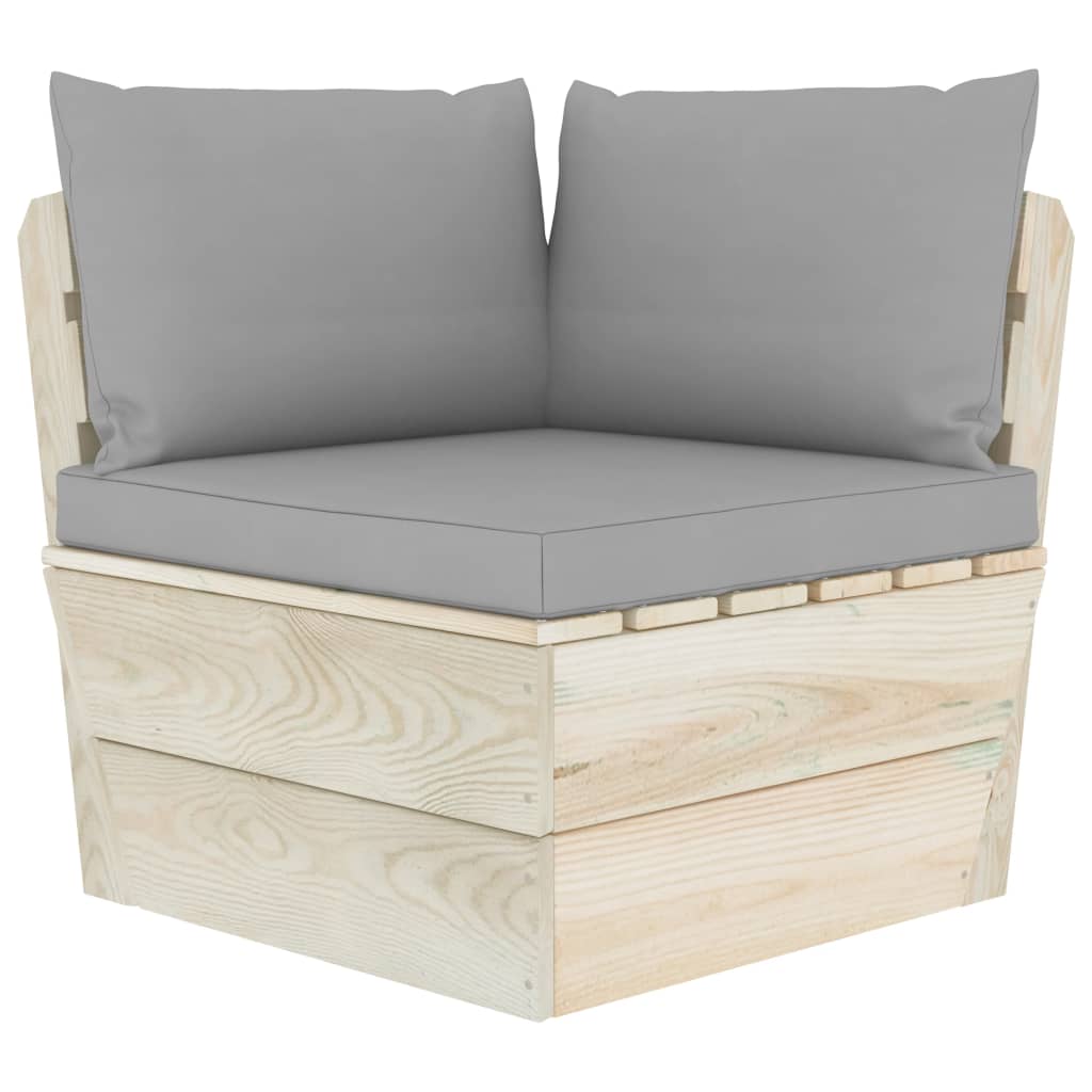Divano Angolare da Giardino su Pallet e Cuscini Legno di Abete | homemem39