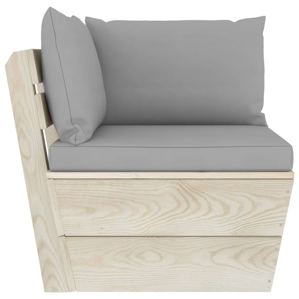 Divano Angolare da Giardino su Pallet e Cuscini Legno di Abete | homemem39