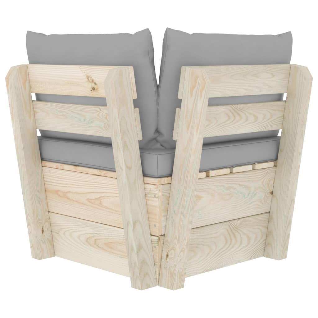 Divano Angolare da Giardino su Pallet e Cuscini Legno di Abete | homemem39
