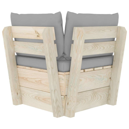 Divano Angolare da Giardino su Pallet e Cuscini Legno di Abete | homemem39