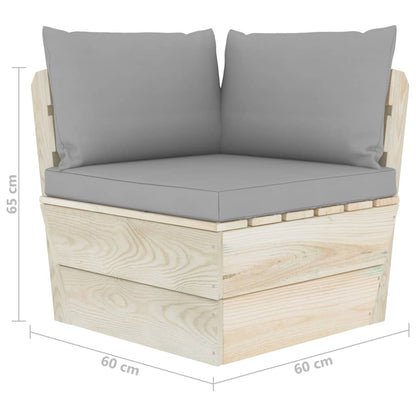 Divano Angolare da Giardino su Pallet e Cuscini Legno di Abete | homemem39