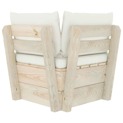 Divano Angolare da Giardino su Pallet e Cuscini Legno di Abete - homemem39