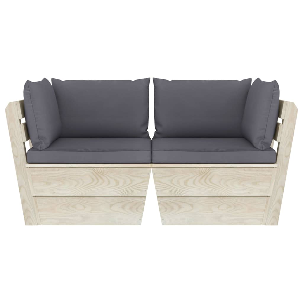 Divano da Giardino a 2 Posti su Pallet con Cuscini Legno Abete - homemem39