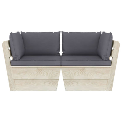 Divano da Giardino a 2 Posti su Pallet con Cuscini Legno Abete - homemem39