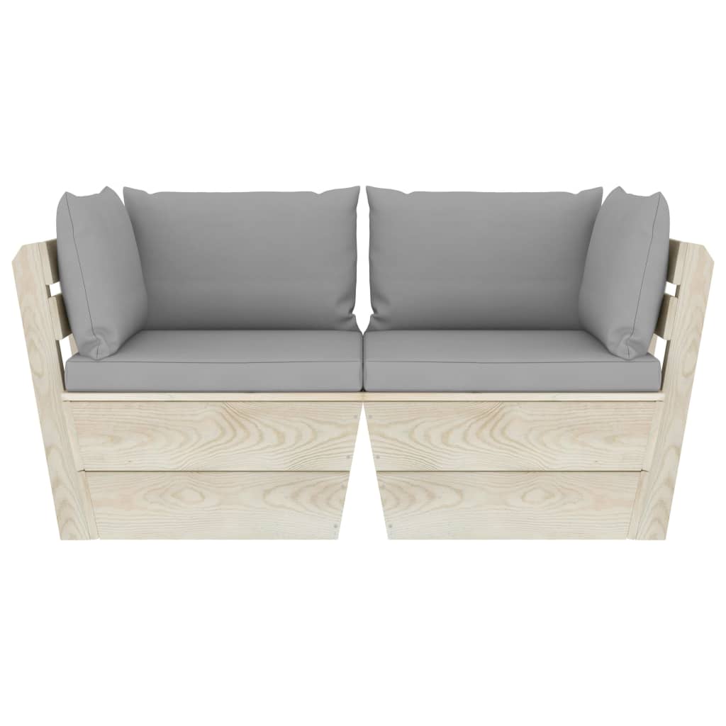 Divano da Giardino a 2 Posti su Pallet con Cuscini Legno Abete - homemem39