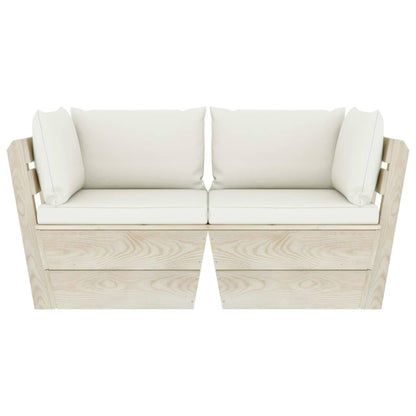 Divano da Giardino a 2 Posti su Pallet con Cuscini Legno Abete - homemem39