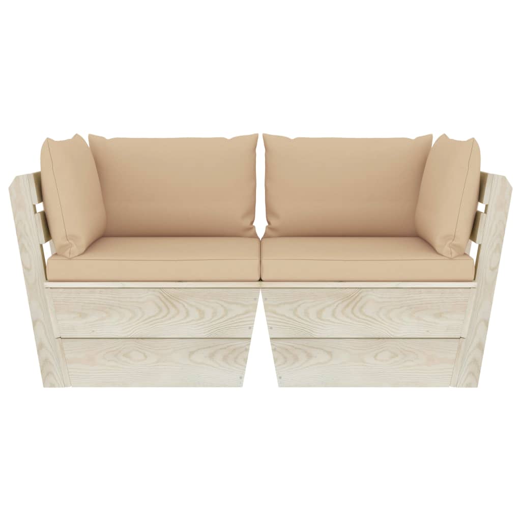 Divano da Giardino a 2 Posti su Pallet con Cuscini Legno Abete - homemem39