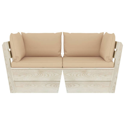 Divano da Giardino a 2 Posti su Pallet con Cuscini Legno Abete - homemem39