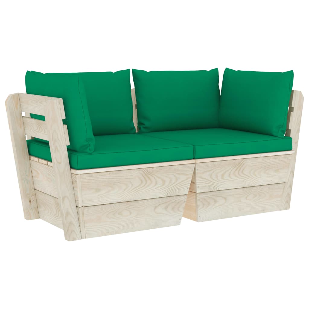 Divano da Giardino a 2 Posti su Pallet con Cuscini Legno Abete | homemem39