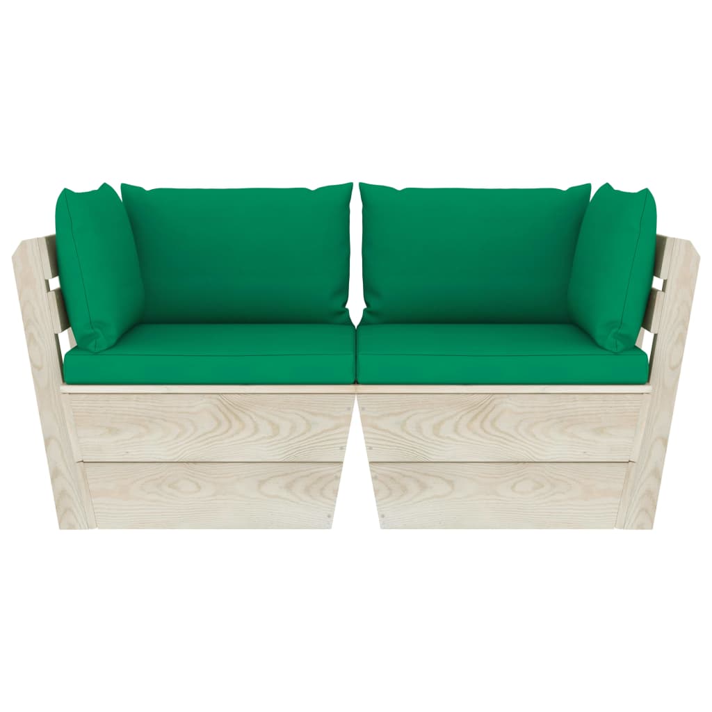 Divano da Giardino a 2 Posti su Pallet con Cuscini Legno Abete | homemem39