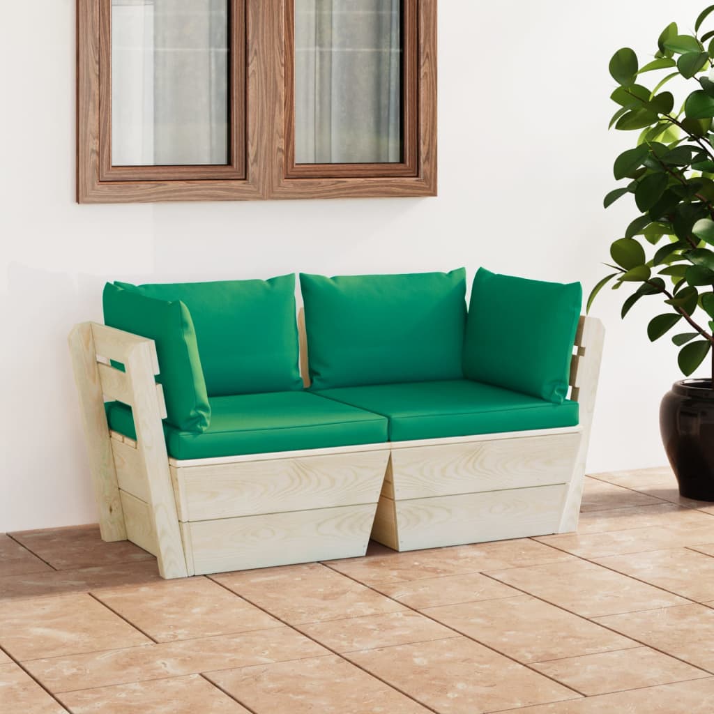 Divano da Giardino a 2 Posti su Pallet con Cuscini Legno Abete | homemem39