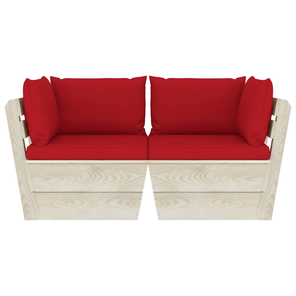 Divano da Giardino a 2 Posti su Pallet con Cuscini Legno Abete - homemem39