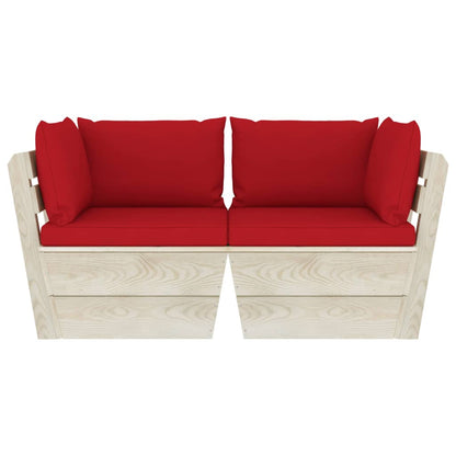 Divano da Giardino a 2 Posti su Pallet con Cuscini Legno Abete - homemem39