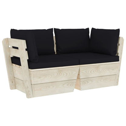 Divano da Giardino a 2 Posti su Pallet con Cuscini Legno Abete | homemem39