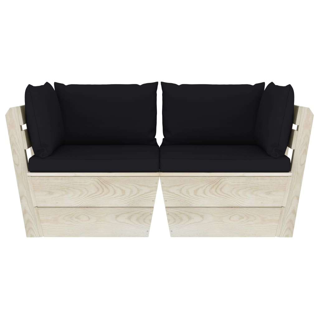 Divano da Giardino a 2 Posti su Pallet con Cuscini Legno Abete | homemem39