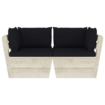 Divano da Giardino a 2 Posti su Pallet con Cuscini Legno Abete | homemem39
