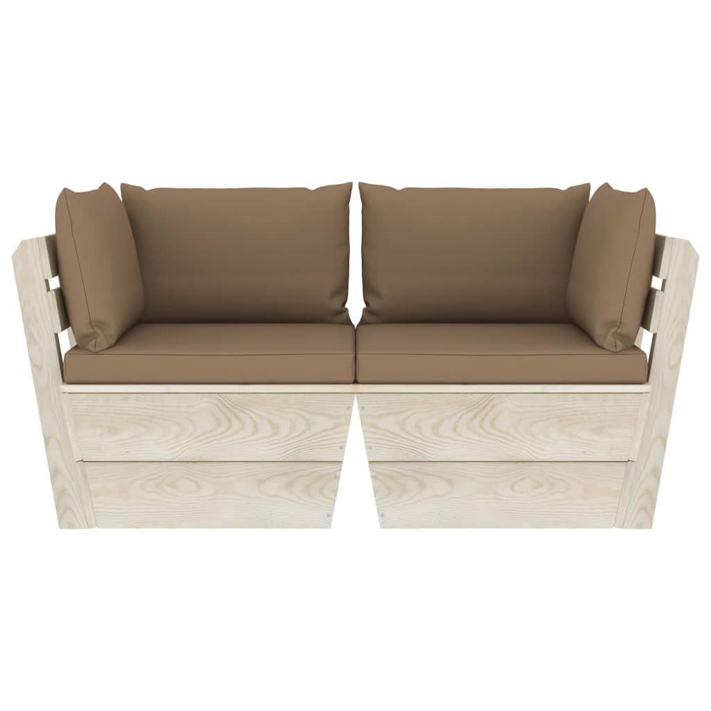 Divano da Giardino a 2 Posti su Pallet con Cuscini Legno Abete - homemem39