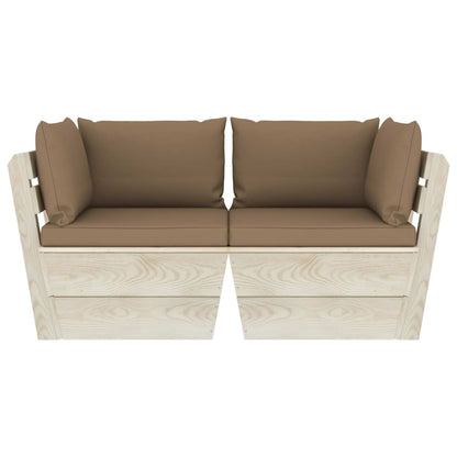 Divano da Giardino a 2 Posti su Pallet con Cuscini Legno Abete - homemem39